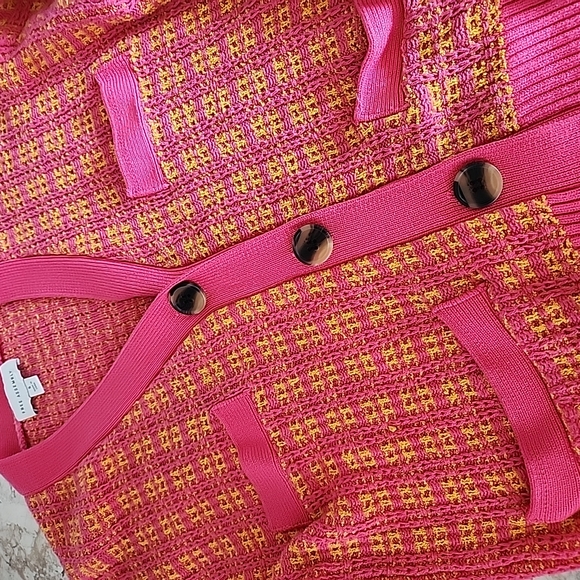 Free Assembly Pink and Yellow Knit Cardigan Size Small - Picture 2 of 12